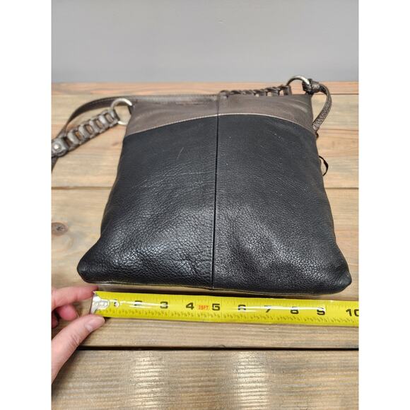 Brighton 2 tone Black & Bronze Crossbody Purse Tassel - Picture 8 of 11